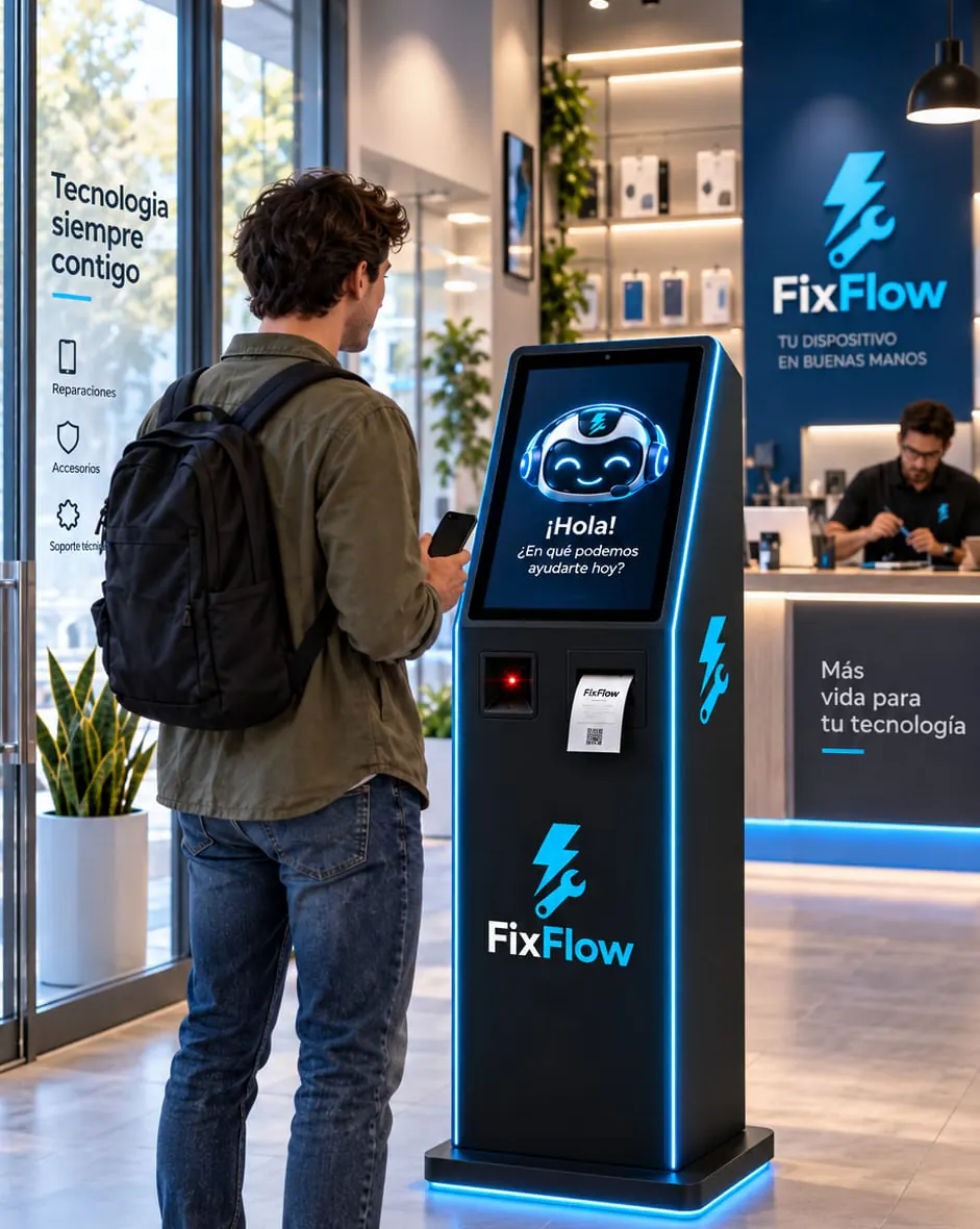 Fixi Tótem en el local de un taller